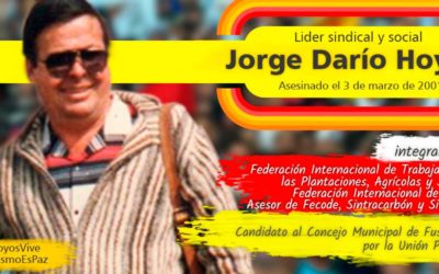 Condenan a alias “Martín Llanos” y alias “El Patrón”  por homicidio de sindicalista Jorge Darío Hoyos