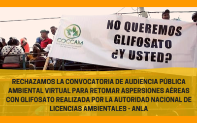 Rechazamos la convocatoria de Audiencia Pública Ambiental Virtual para retomar aspersiones aéreas con glifosato