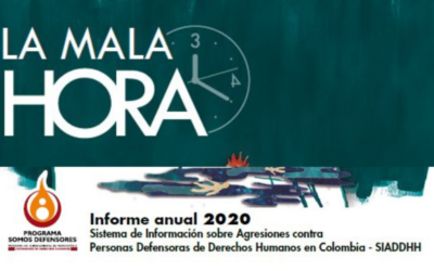 “La mala hora” Informe anual 2020 Sistema de Información sobre Agresiones contra Personas Defensoras de Derechos Humanos en Colombia – SIADDHH