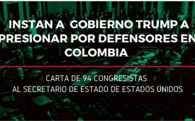 Carta de congresistas estadounidenses instando a su gobierno a presionar por defensores en Colombia